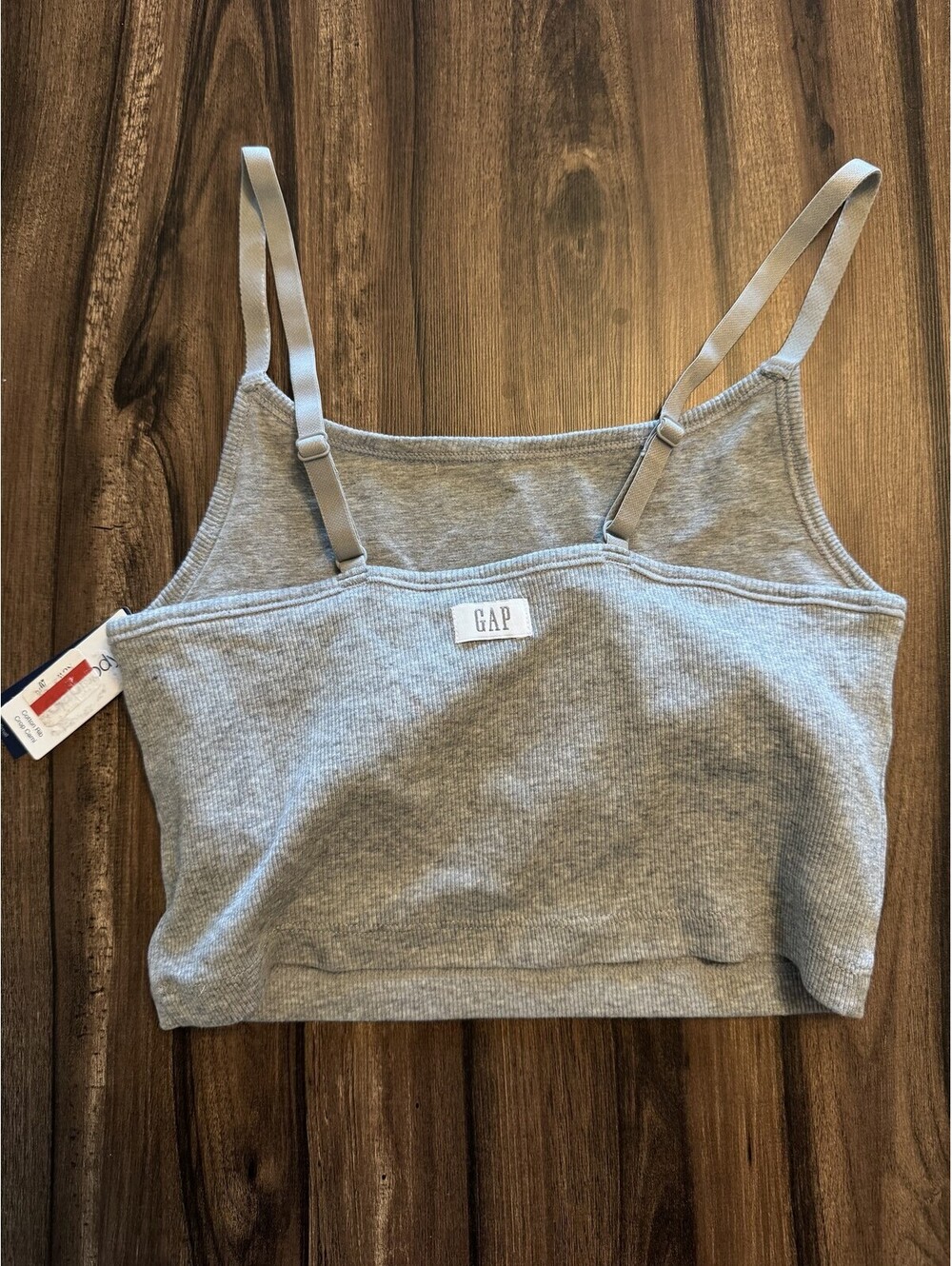 Gap Cotton Rib Crop Cami Shelf Bra Gray Women Size S NWT